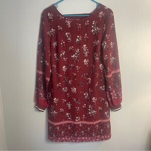 Maurices Lined Sheath Dress Womens Size S Maroon Business Casual Long Sleeve